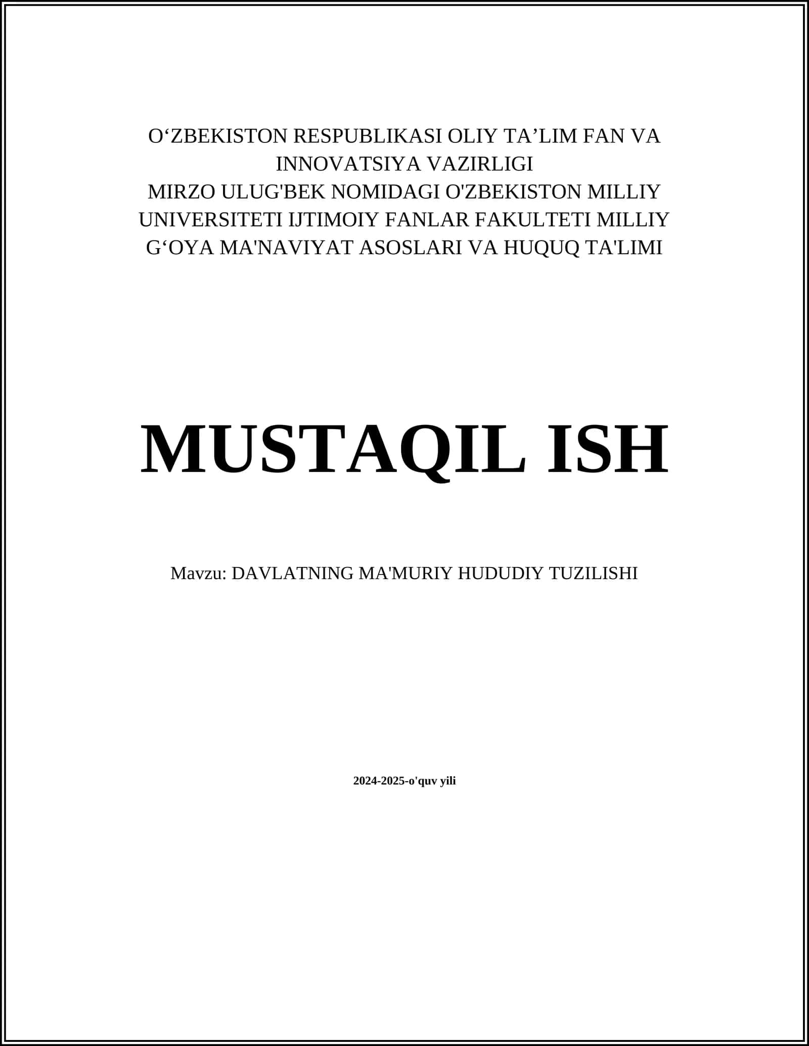 MA'MURIY-HUDUDIY BIRLIK TIZIMI