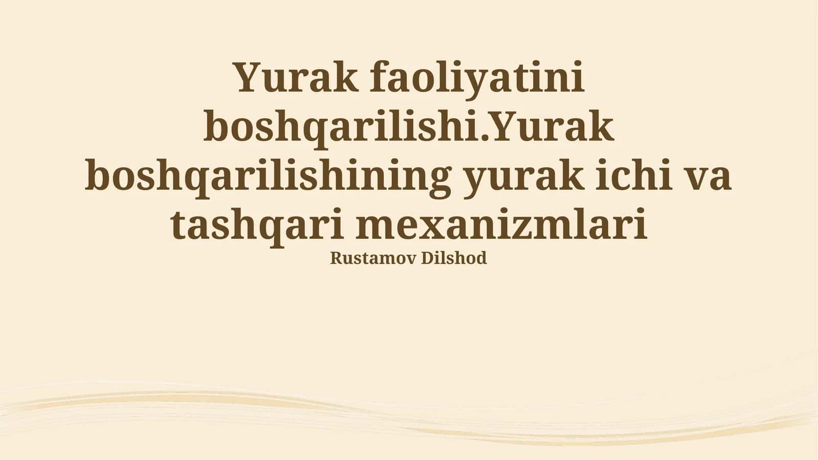 Yurak faoliyatini boshqarilishi
