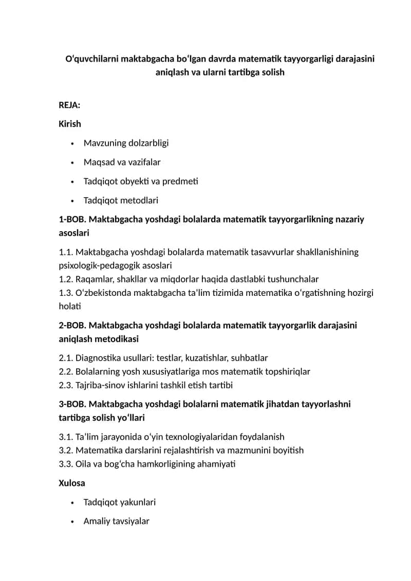 Matematik Tayyorgarlik