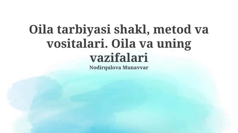 Oila va uning vazifalari