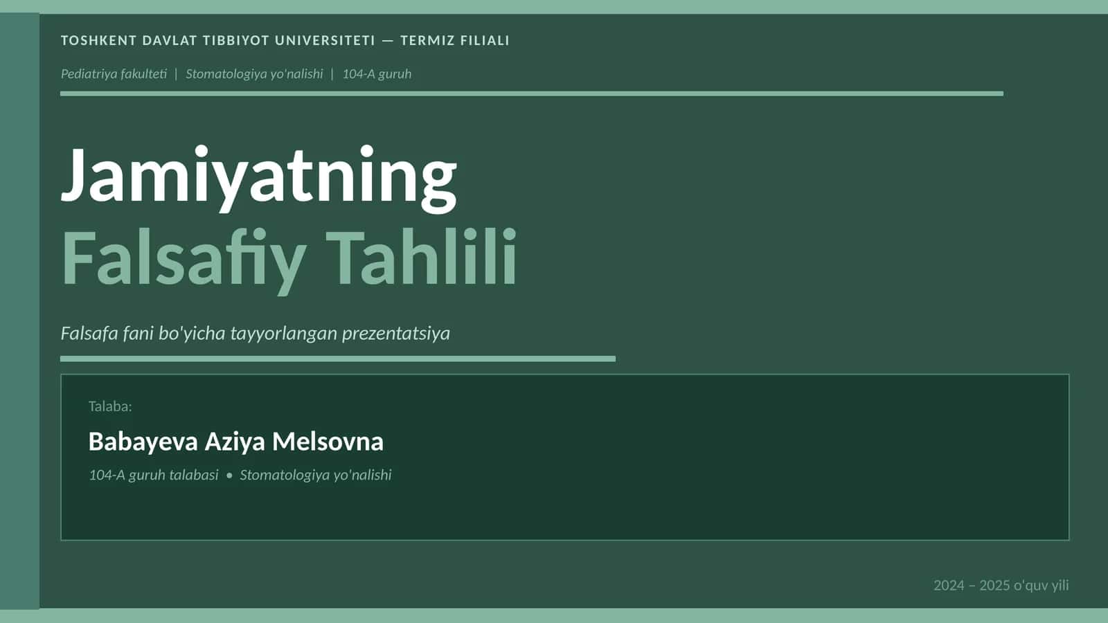 Jamiyatning Falsafiy Tahlili
