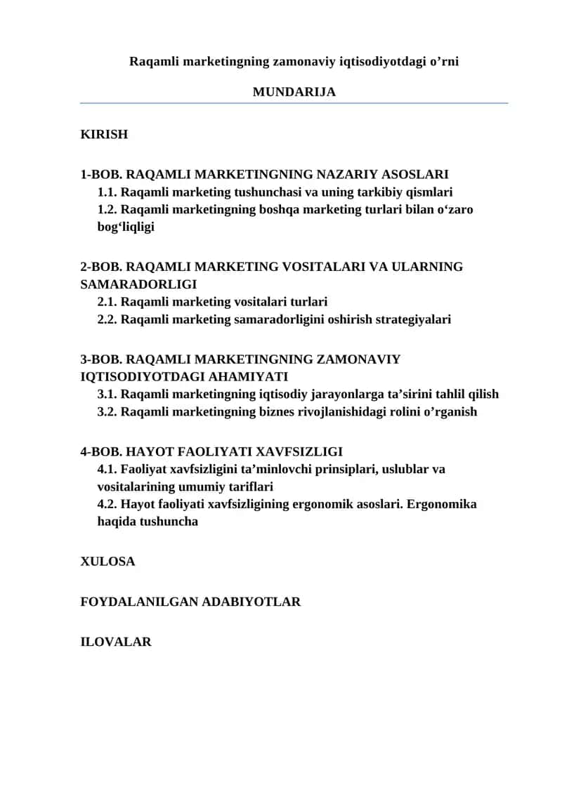 Raqamli marketingning zamonaviy iqtisodiyotdagi o’rni