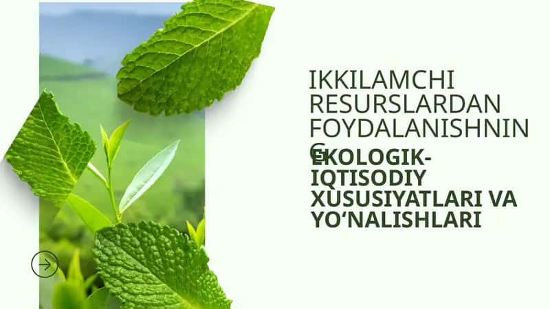 EKOLOGIK-IQTISODIY XUSUSIYATLARI VA YO‘NALISHLARI