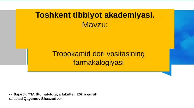 Tropokamid dori vositasining farmakalogiyasi