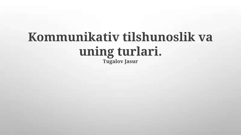 Muloqot Ko'nikmalarini Rivojlantirish