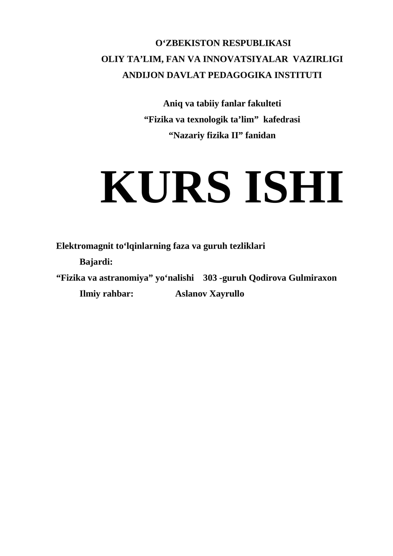 Elektromagnit to‘lqinlarning faza va guruh tezliklari.docx