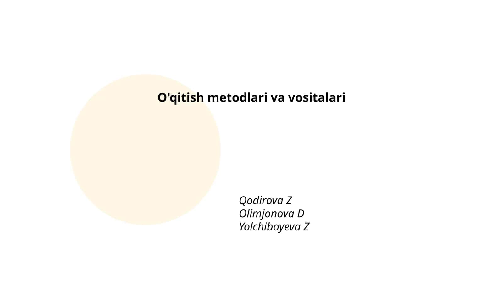 An'anaviy o'qitish metodlari