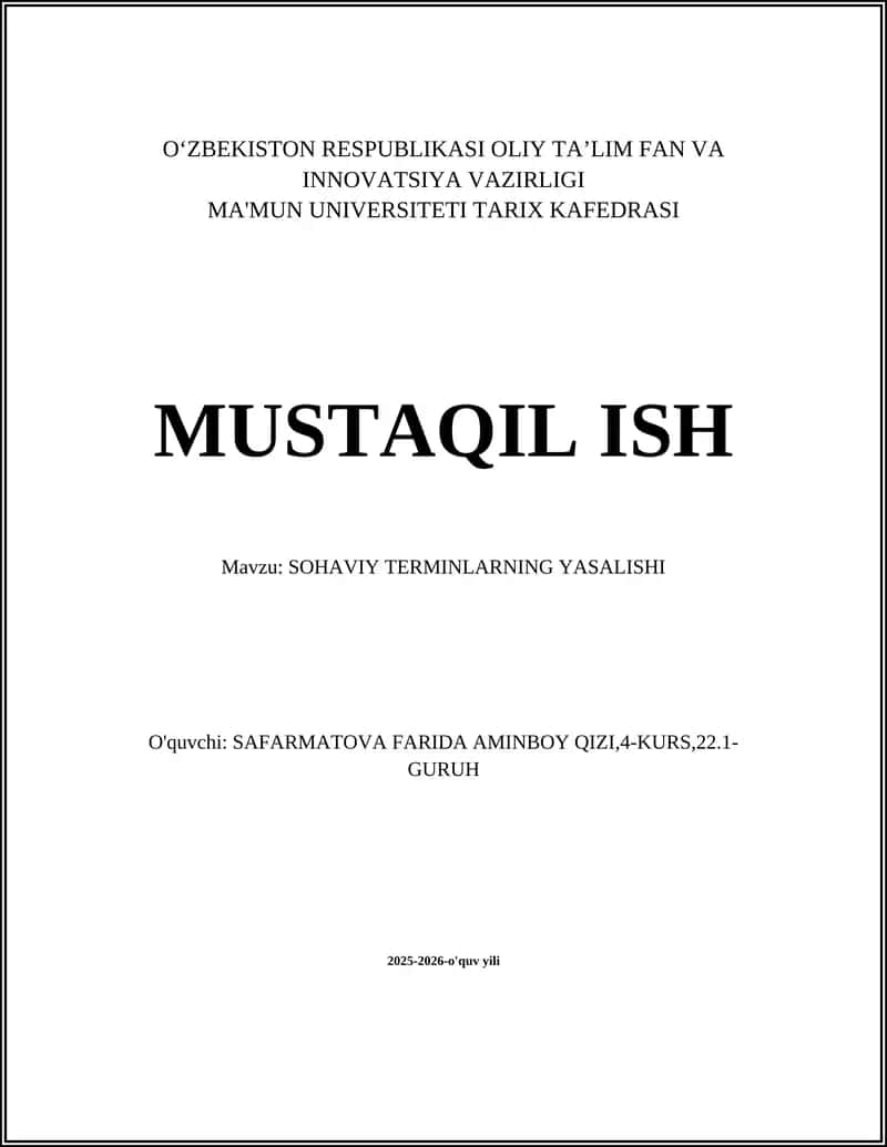 SOHAVIY TERMINLARNING YASALISHI