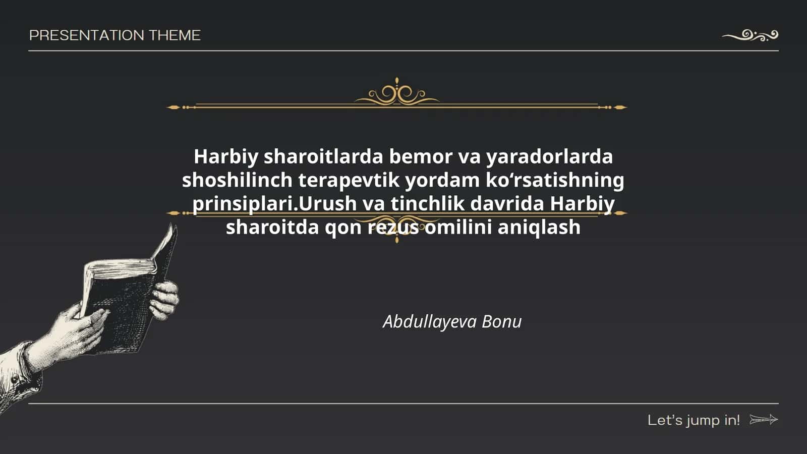 Harbiy sharoitlarda bemor va yaradorlarda shoshilinch terapevtik yordam ko‘rsatishning prinsiplari