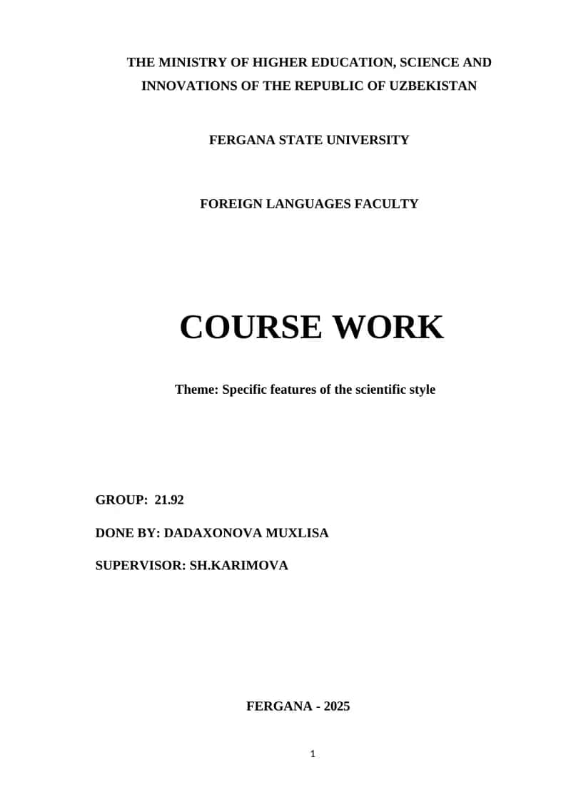 Specific features of the scientific style
