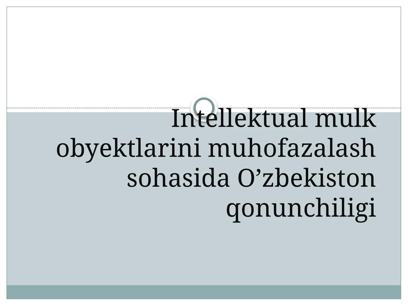 Intellektual mulk obyektlarini muhofazalash sohasida O'zbekiston qonunchiligi