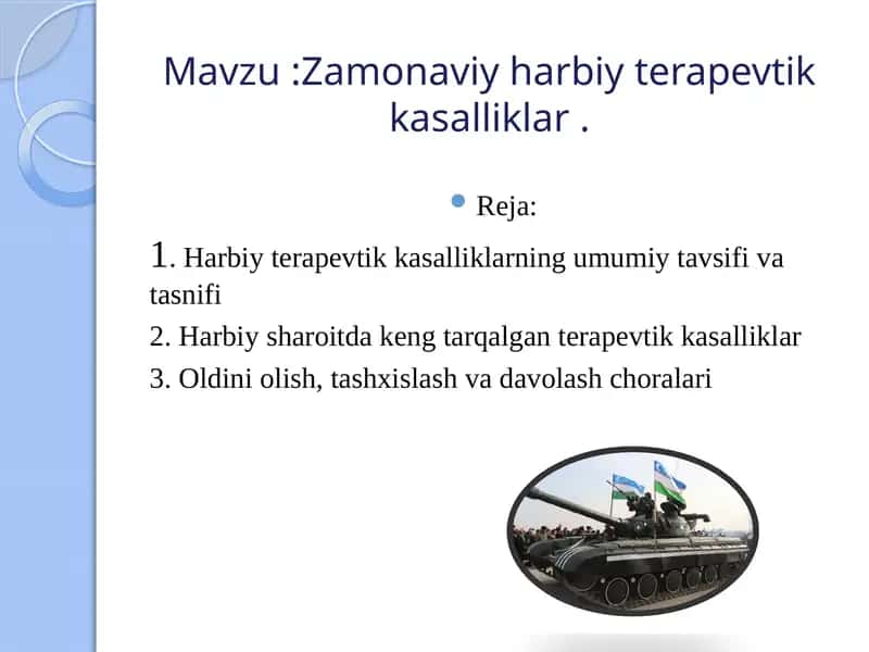 Zamonaviy harbiy terapevtik kasalliklar