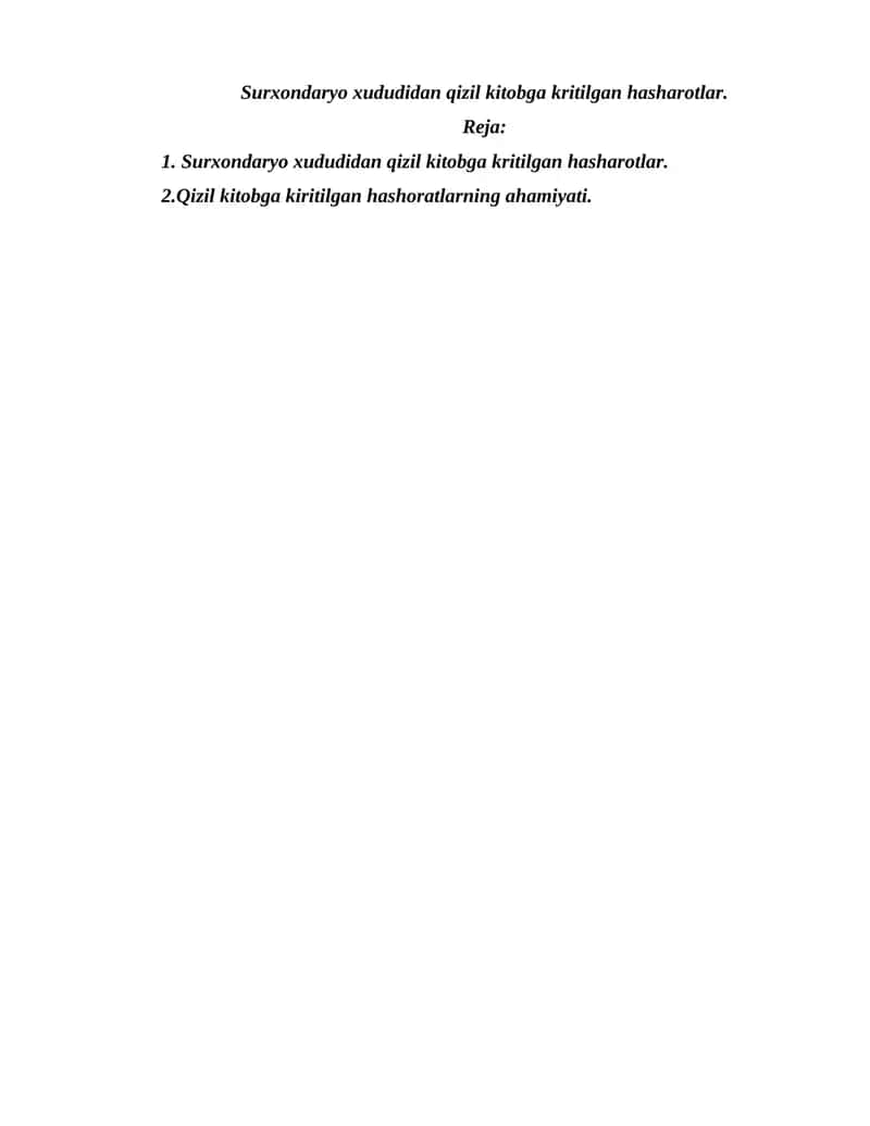 Surxondaryo xududidan qizil kitobga kritilgan hasharotlar