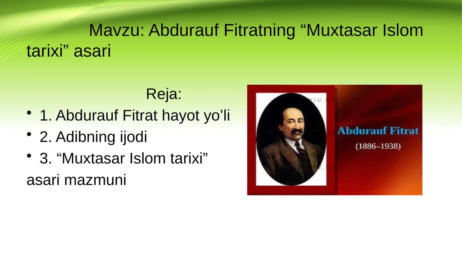 Abdurauf Fitratning “Muxtasar Islom tarixi” asari