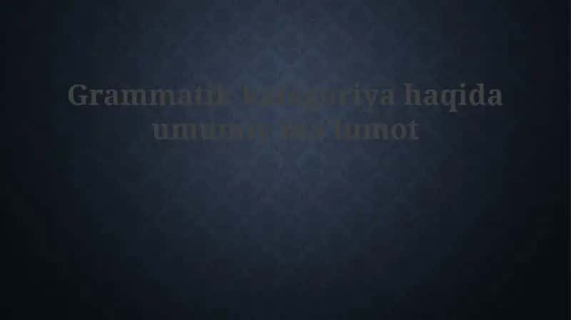 Grammatik kategoriyalar