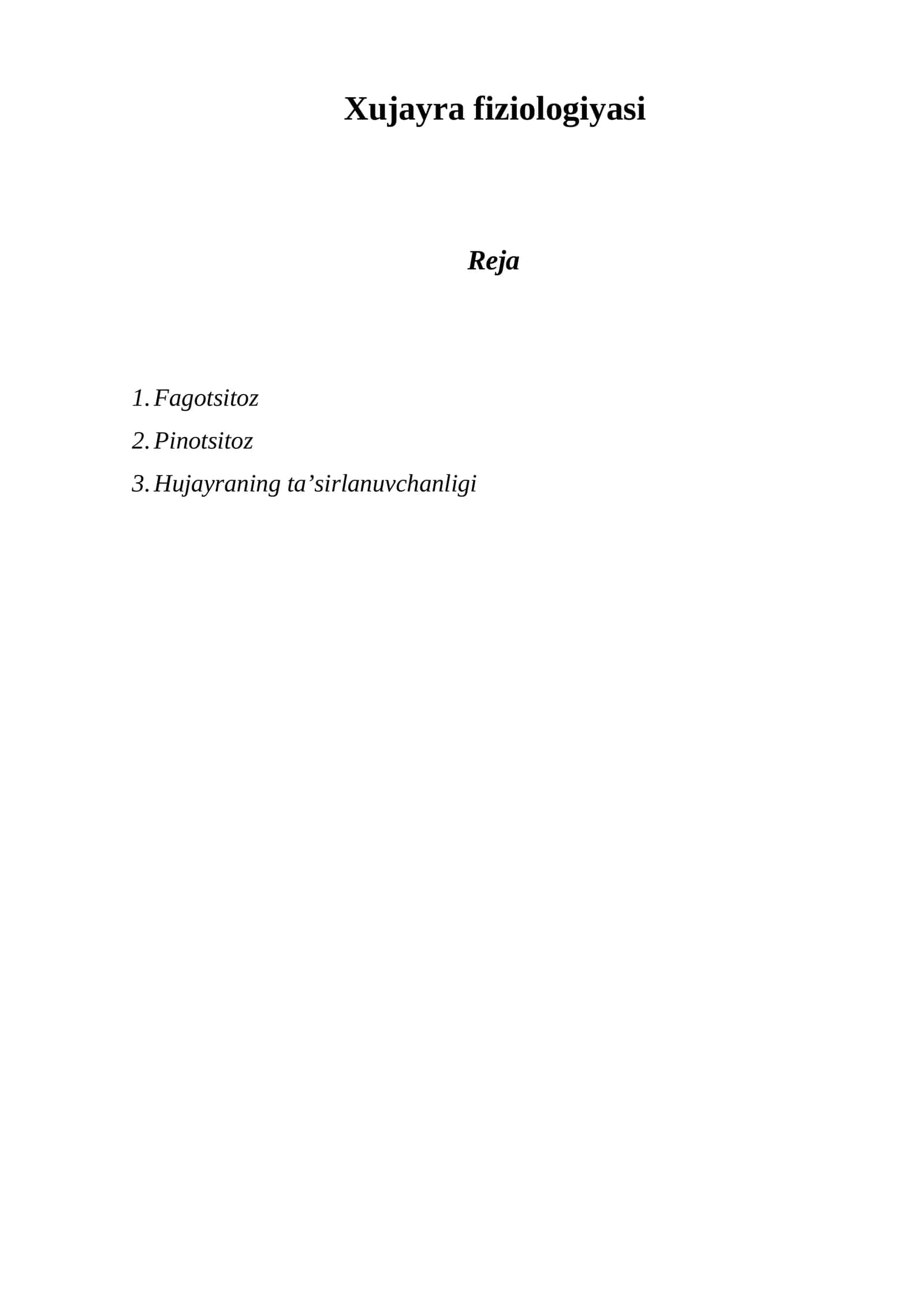 Hujayra fiziologiyasi