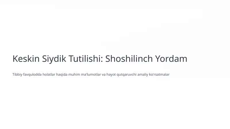 Keskin Siydik Tutilishi