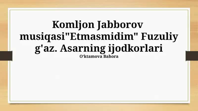 Komiljon Jabborov musiqasi"