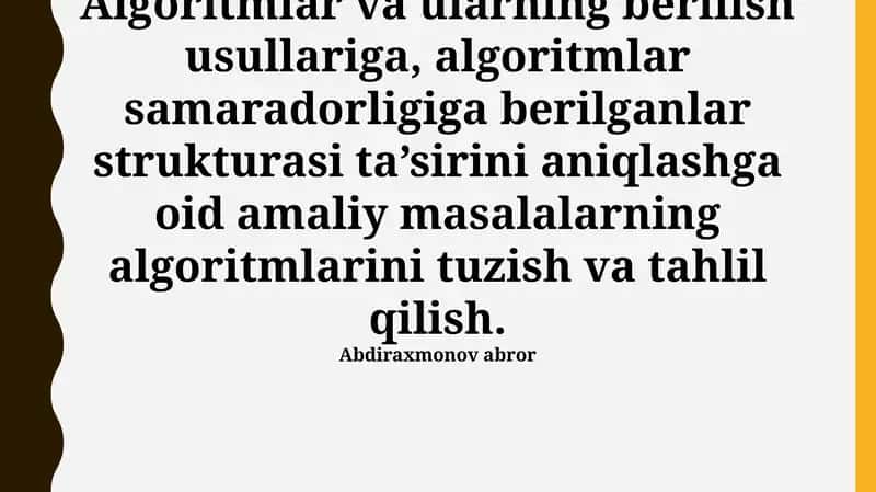 Algoritmlar va ularning berilish usullari
