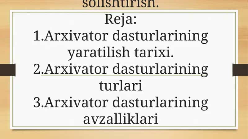 Arxivator dasturlarini solishtirish