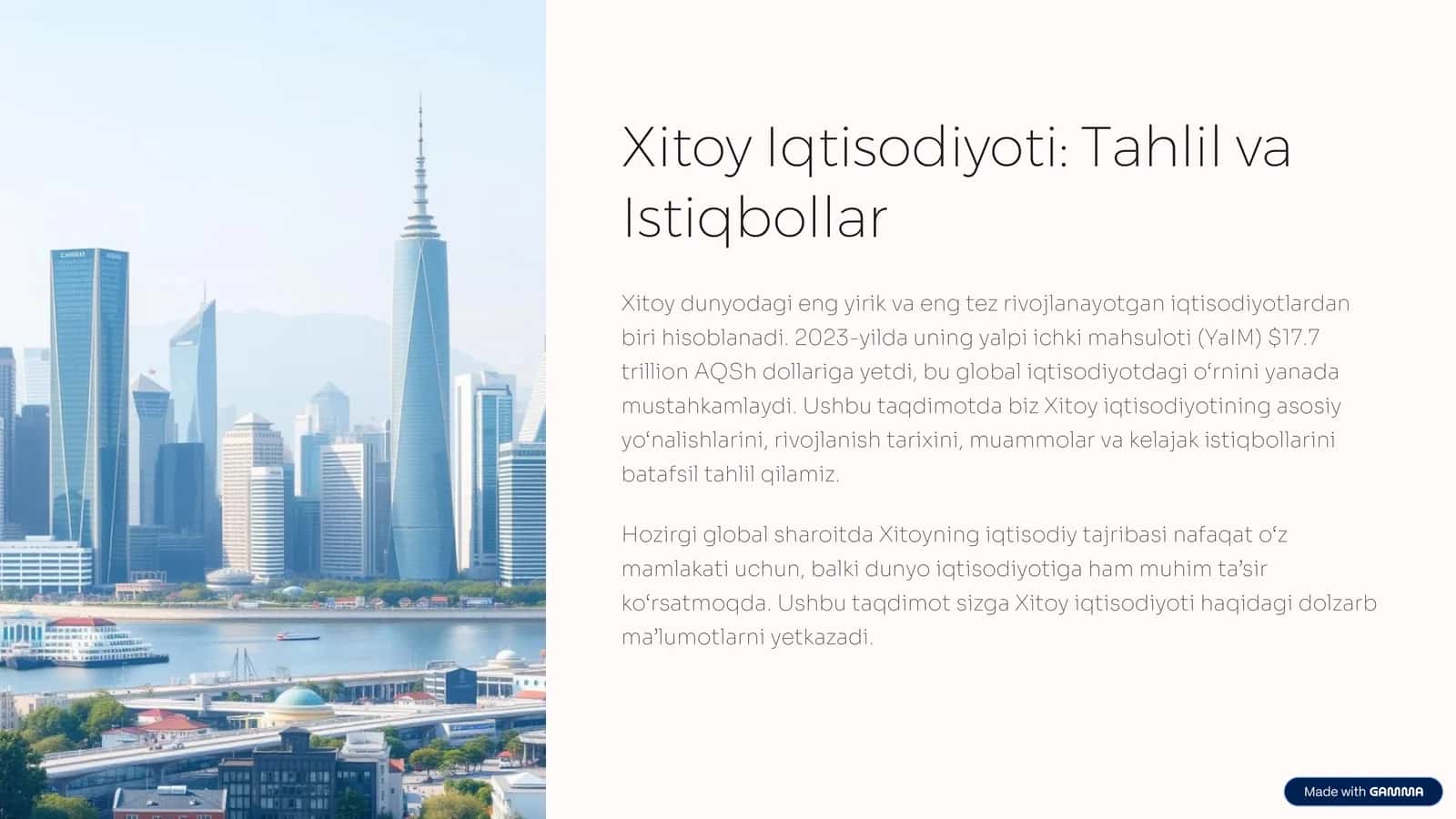 Xitoy Iqtisodiyoti: Tahlil va Istiqbollar