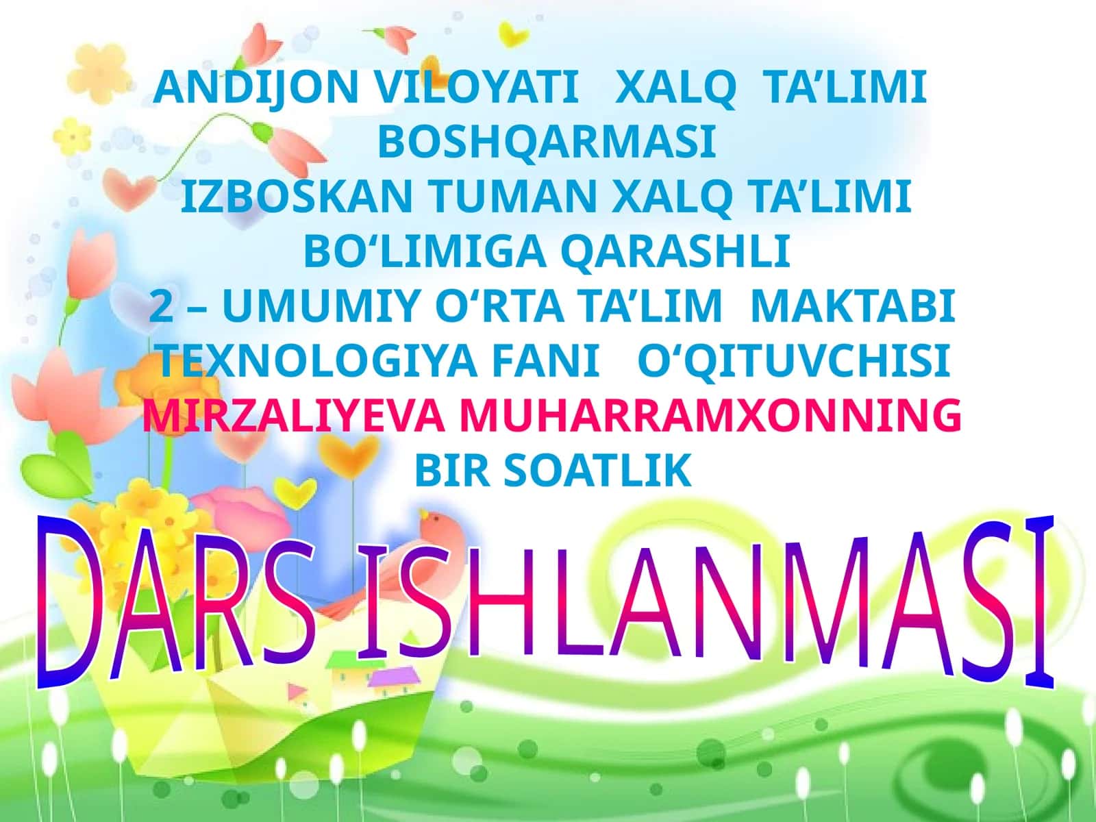 5-sinf Texnologiya Fartuk tikish va qismlarini birlashtirish dars ishlanma