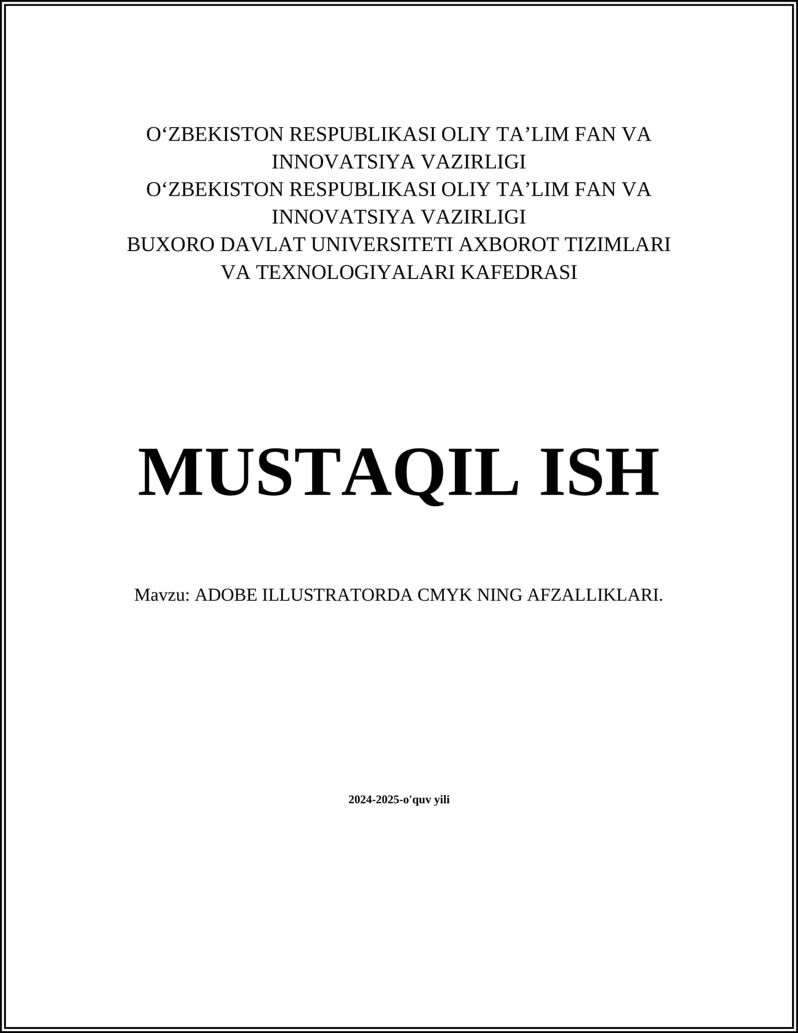 ADOBE ILLUSTRATORDA CMYK NING AFZALLIKLARI