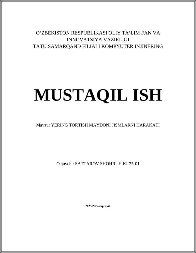 Tortishish Maydonlari va Matematik Ifoda