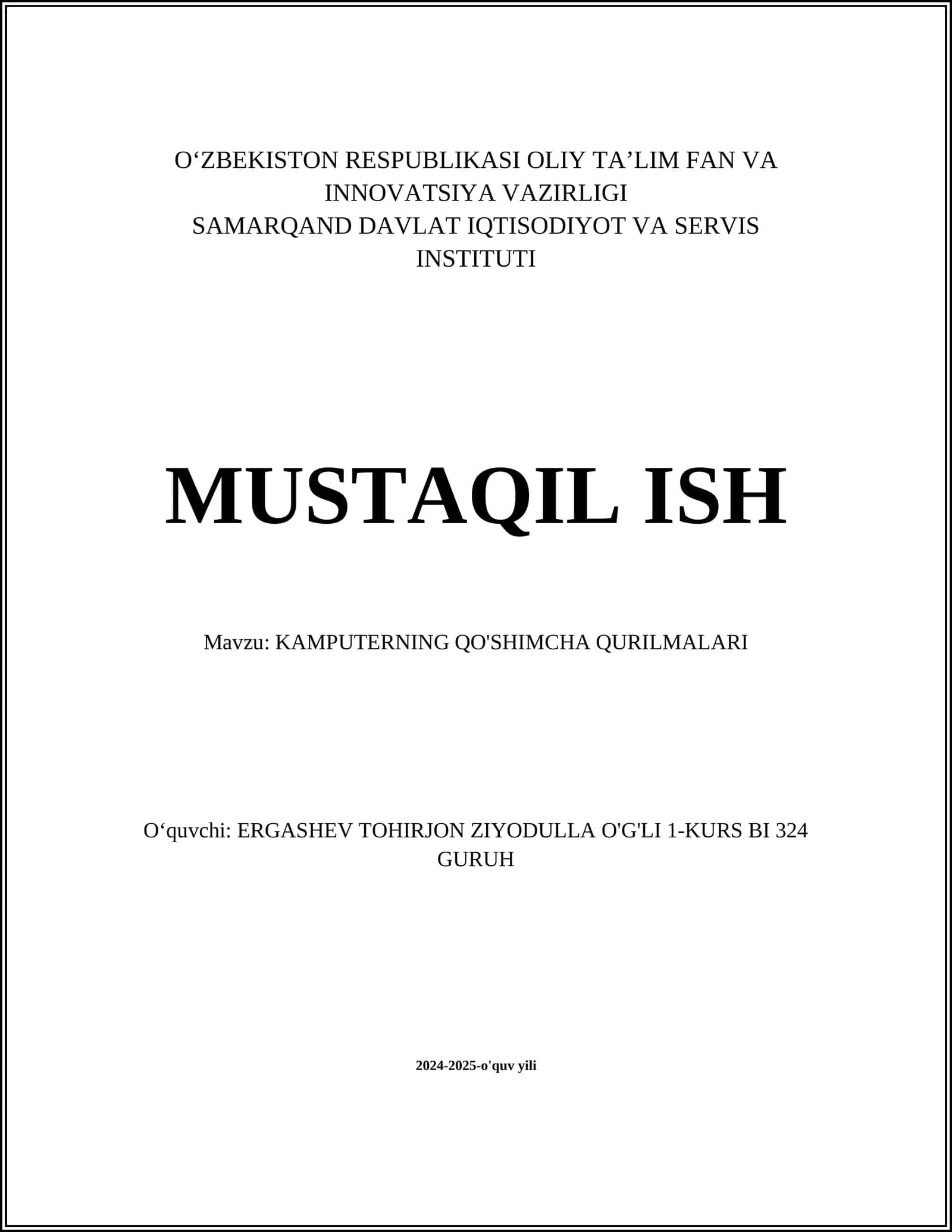 KAMPUTERNING QO'SHIMCHA QURILMALARI