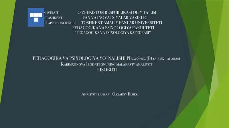 Malakaviy amaliyot hisoboti
