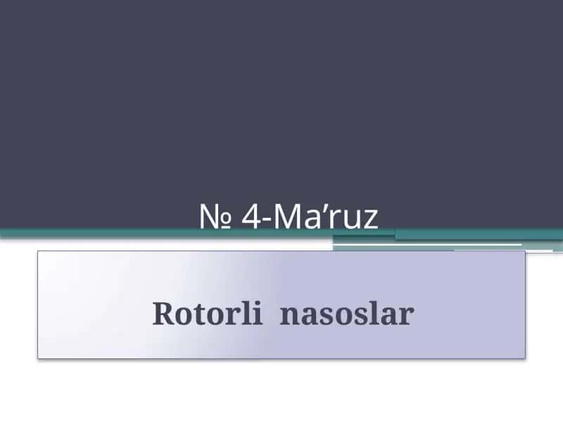 Rotorli nasoslar