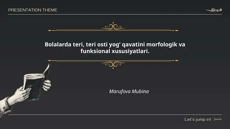 Bolalarda teri, teri osti yog’ qavatini morfologik va funksional xususiyatlari