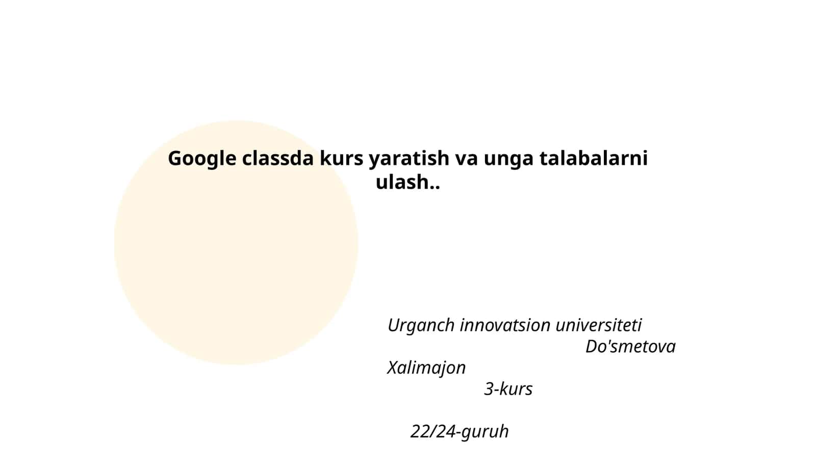 Kurs yaratish va talabalarni ulash