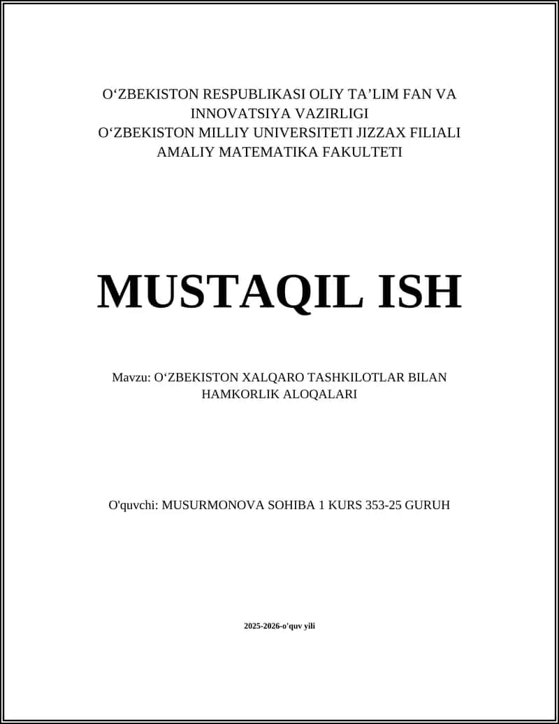 Oʻzbekiston Xalqaro Tashkilotlar bilan Hamkorlik Aloqalari