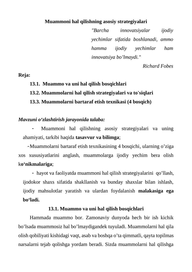 Muammoni hal qilishning asosiy strategiyalari
