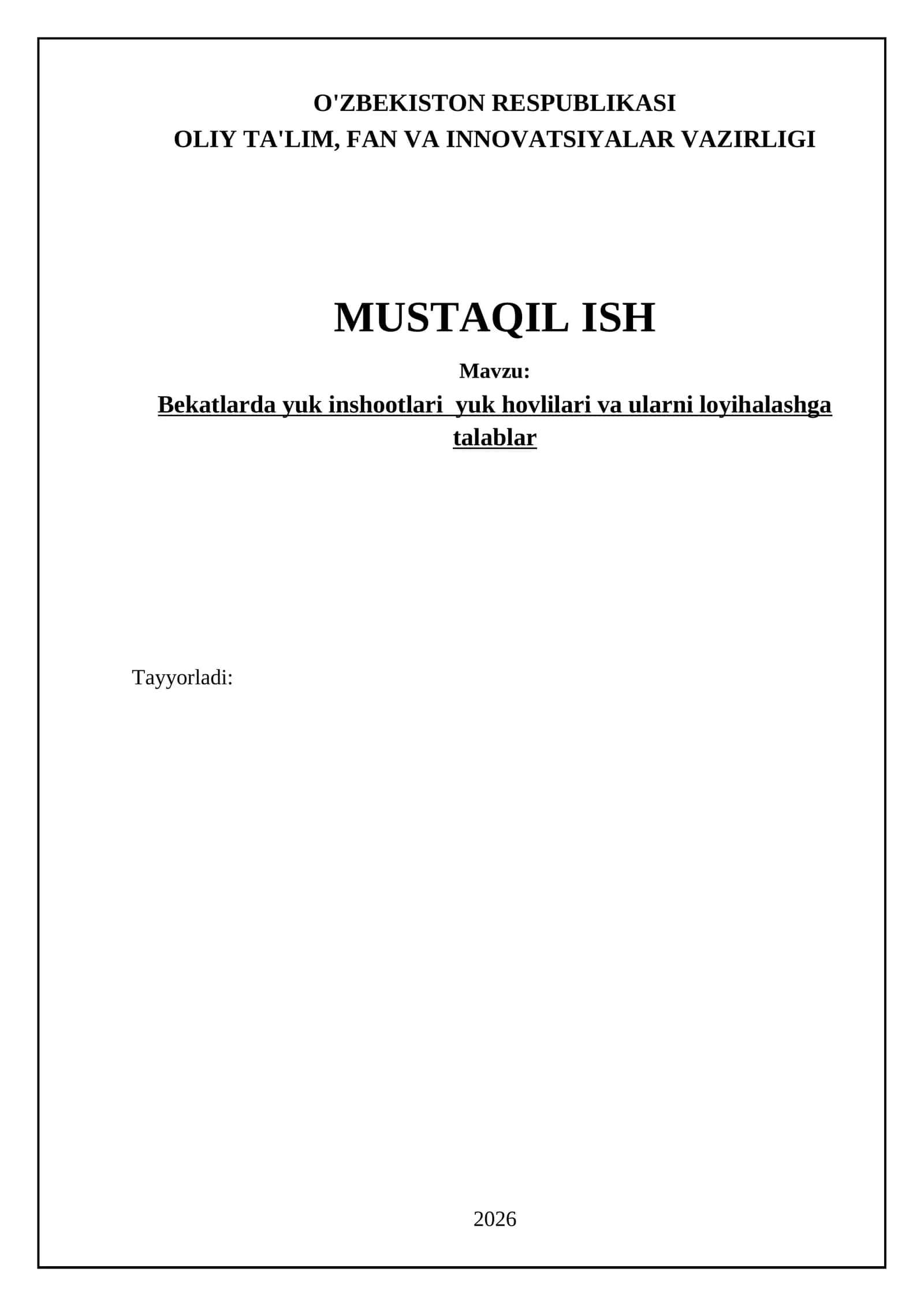 Bekatlarda yuk inshootlari yuk hovlilari va ularni loyihalashga talablar