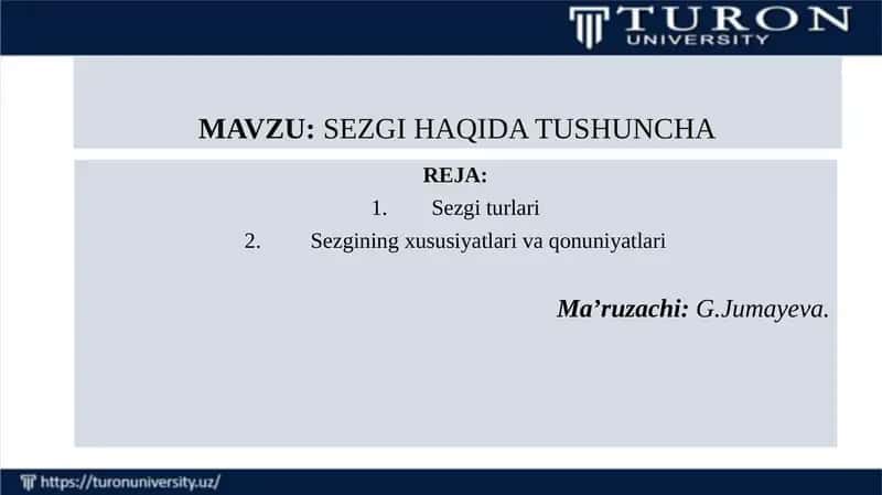 SEZGI HAQIDA TUSHUNCHA
