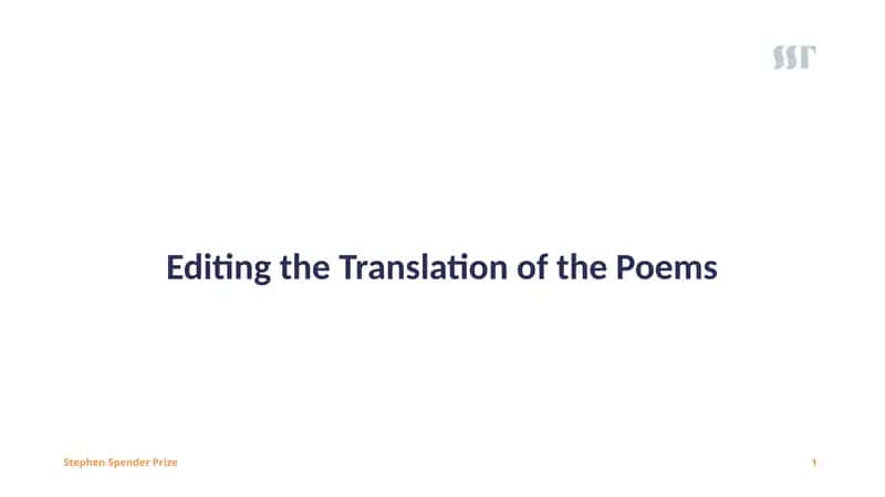 Editing the Translation of the Poems