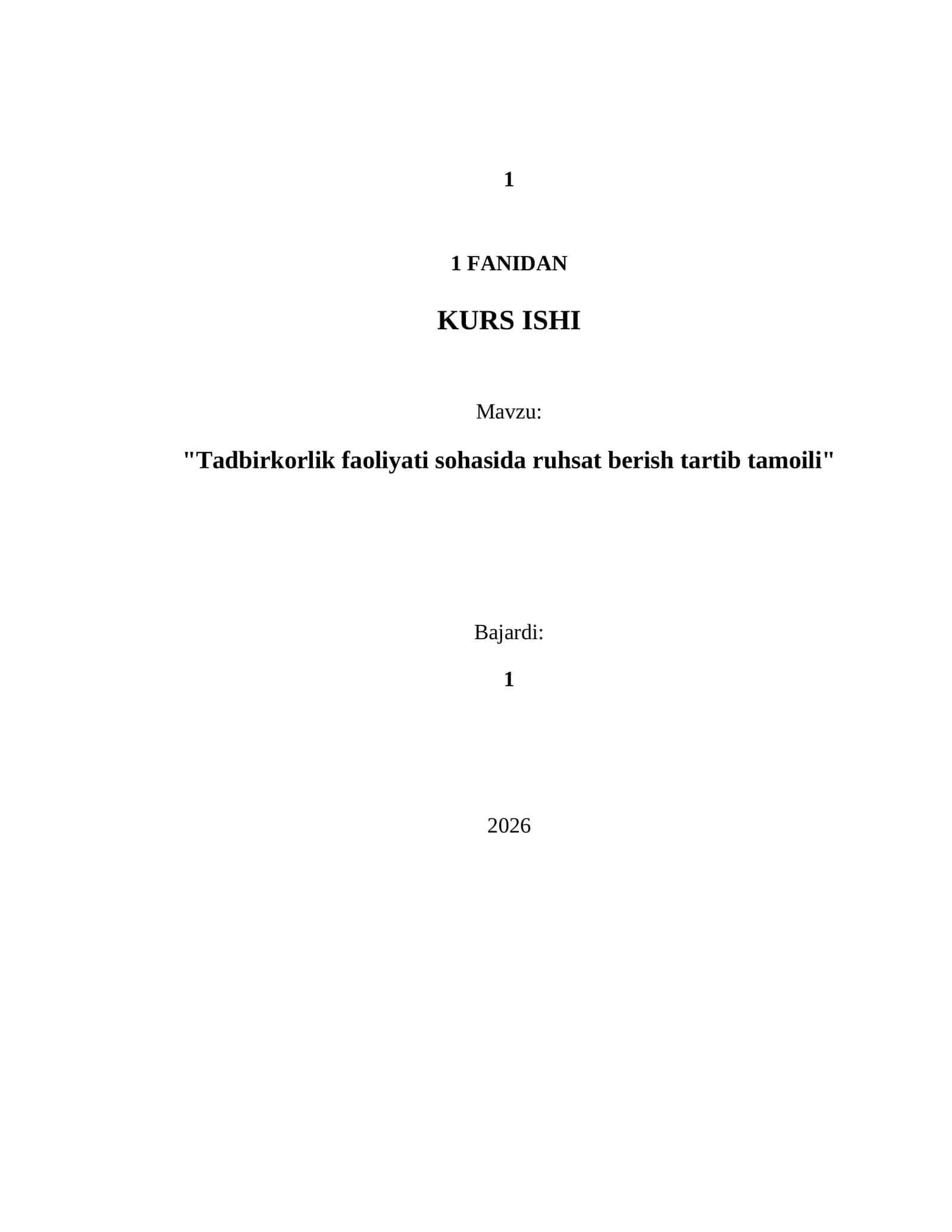 Tadbirkorlik faoliyati sohasida ruhsat berish tartib tamoili