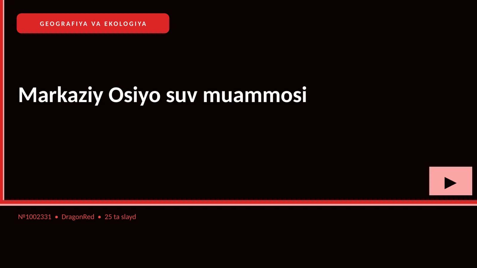 Markaziy Osiyo suv muammosi