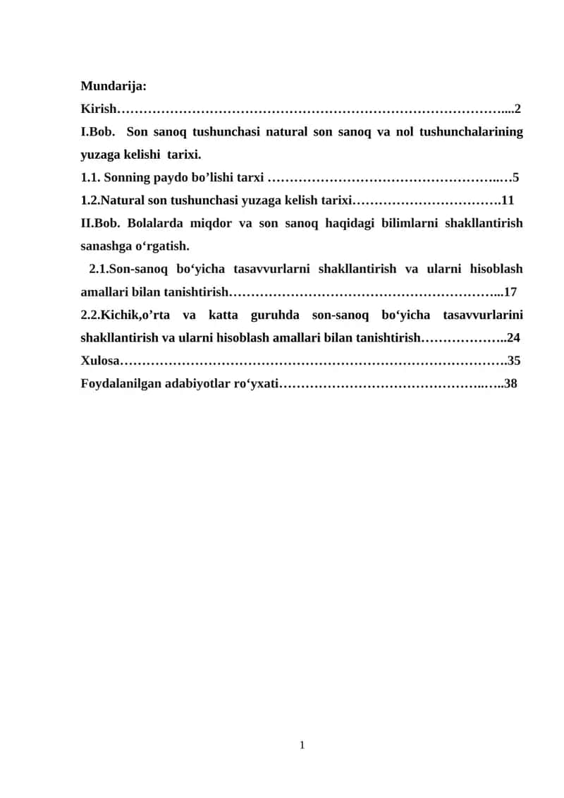 Turli yosh guruhlarda son sanoq tushunchasini rivojlantirish