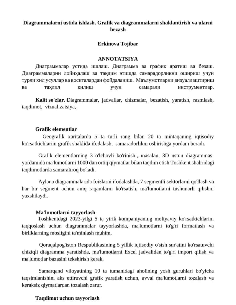 Diagrammalarni ustida ishlash