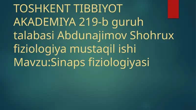 Sinapsfiziologiyasi
