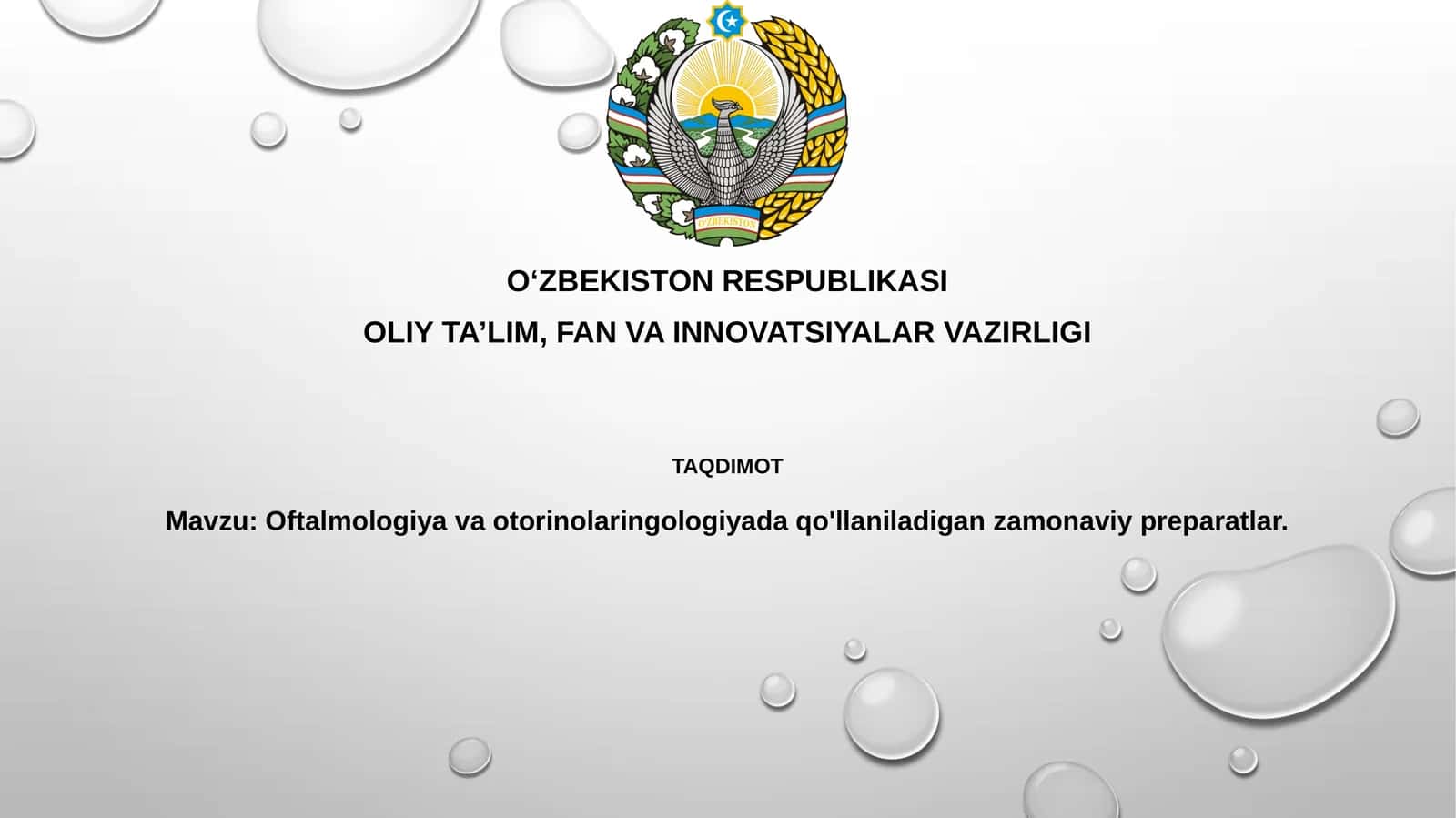 Oftalmologiyavaotorinolaringologiyadaqo'llaniladiganzamonaviypreparatlar