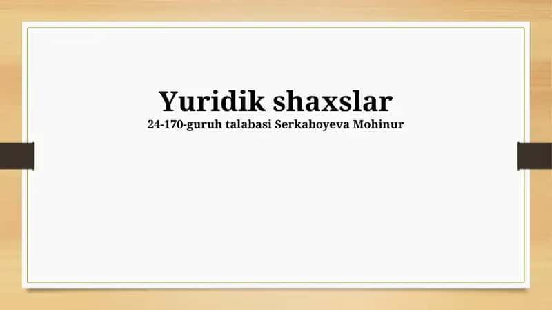 Yuridik shaxslar