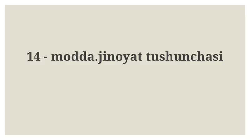 Modal Jinoyat Tushunchasi