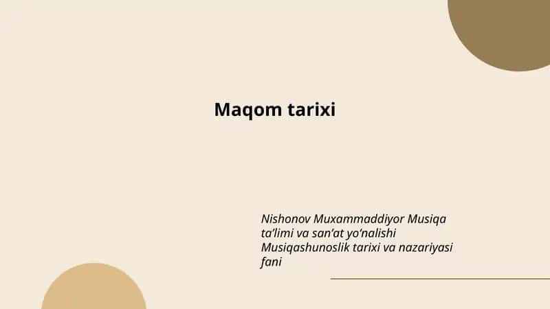 Maqom tarixi