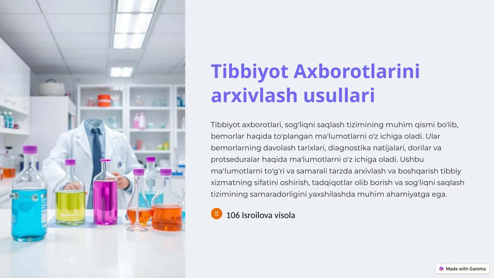Tibbiyot Axborotlarini arxivlash usullari