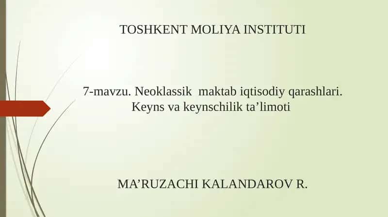 Neoklassik maktab iqtisodiy qarashlari