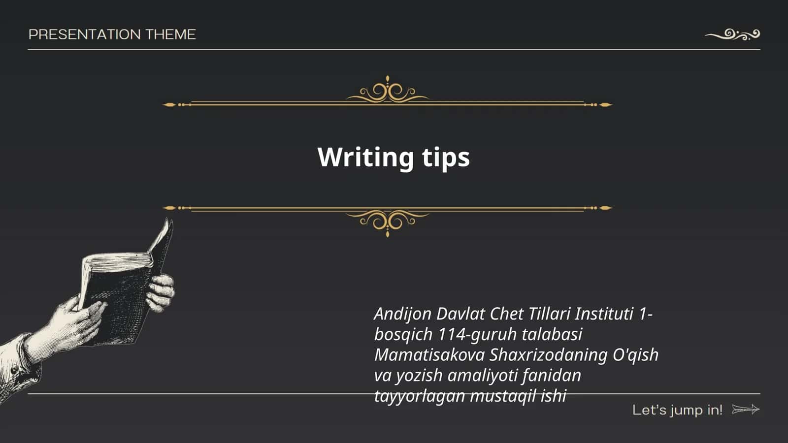 O'qish va yozish amaliyoti fanidan mustaqil ish